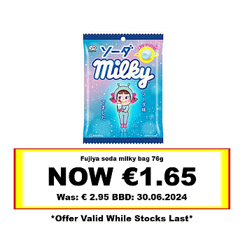 * Offer * Fujiya soda milky bag 76g BBD: 30/06/2024
