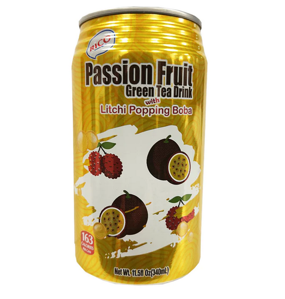 RICO Passion Fruit Green Tea with Lychee Popping 340ml