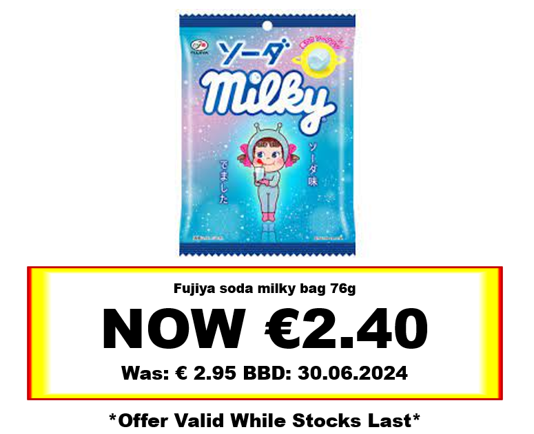 * Offer * Fujiya soda milky bag 76g BBD: 30/06/2024
