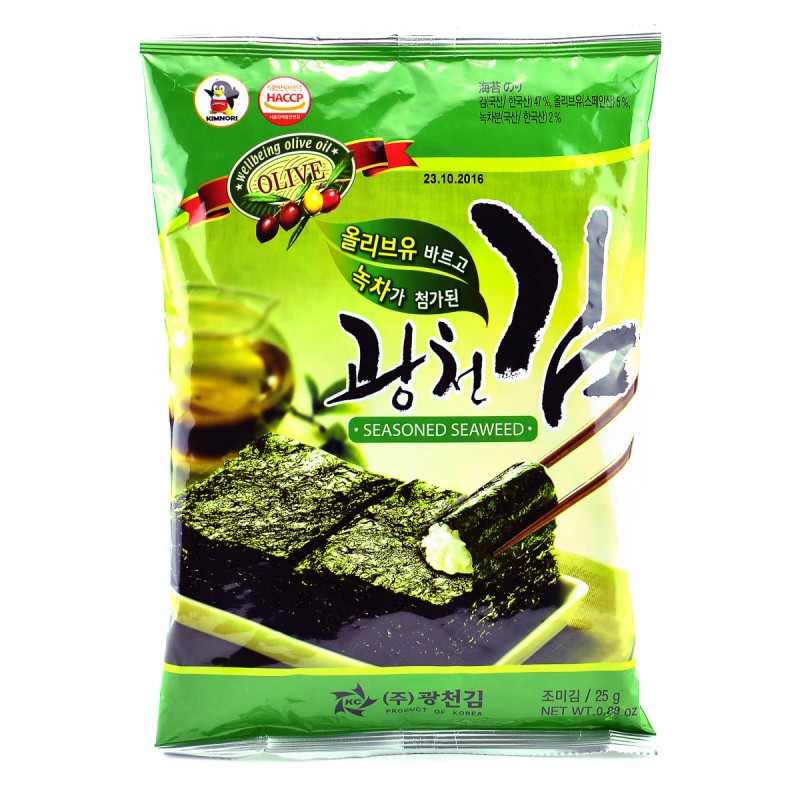 KCK Seasoned Seaweed Laver-Olive&amp;Green Tea Flavor 25g