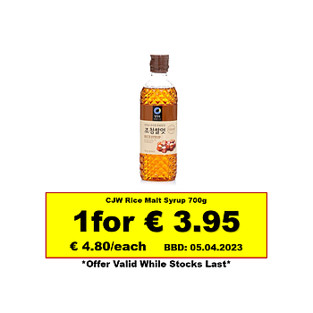 *Offer* CJW Rice Malt Syrup 700g BBD: 05/09/2023
