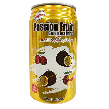 RICO Passion Fruit Green Tea with Lychee Popping 340ml