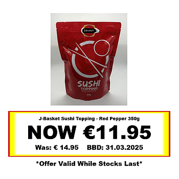 * Offer * J-Basket Sushi Topping - Red Pepper 350g BBD: 31/03/2025